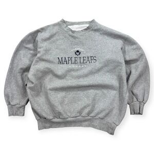 Vintage Toronto Maple Leafs Sweater Men's 3XL Gray Crewneck Pullover NHL 90s